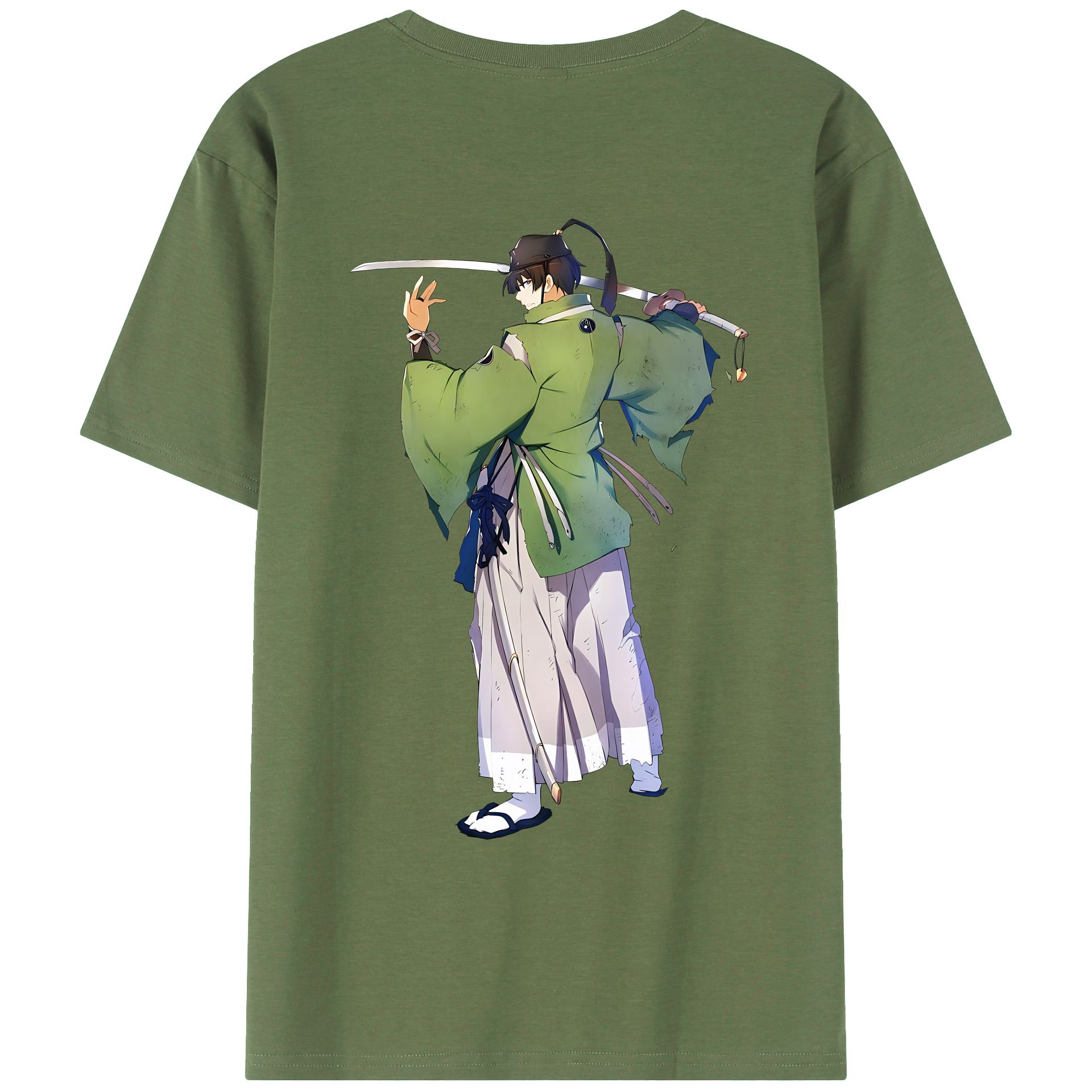 （画像用） 刀剣乱舞 Touken Ranbu 綿100％ メンズ半袖Tシャツ（バックプリント） 通気性